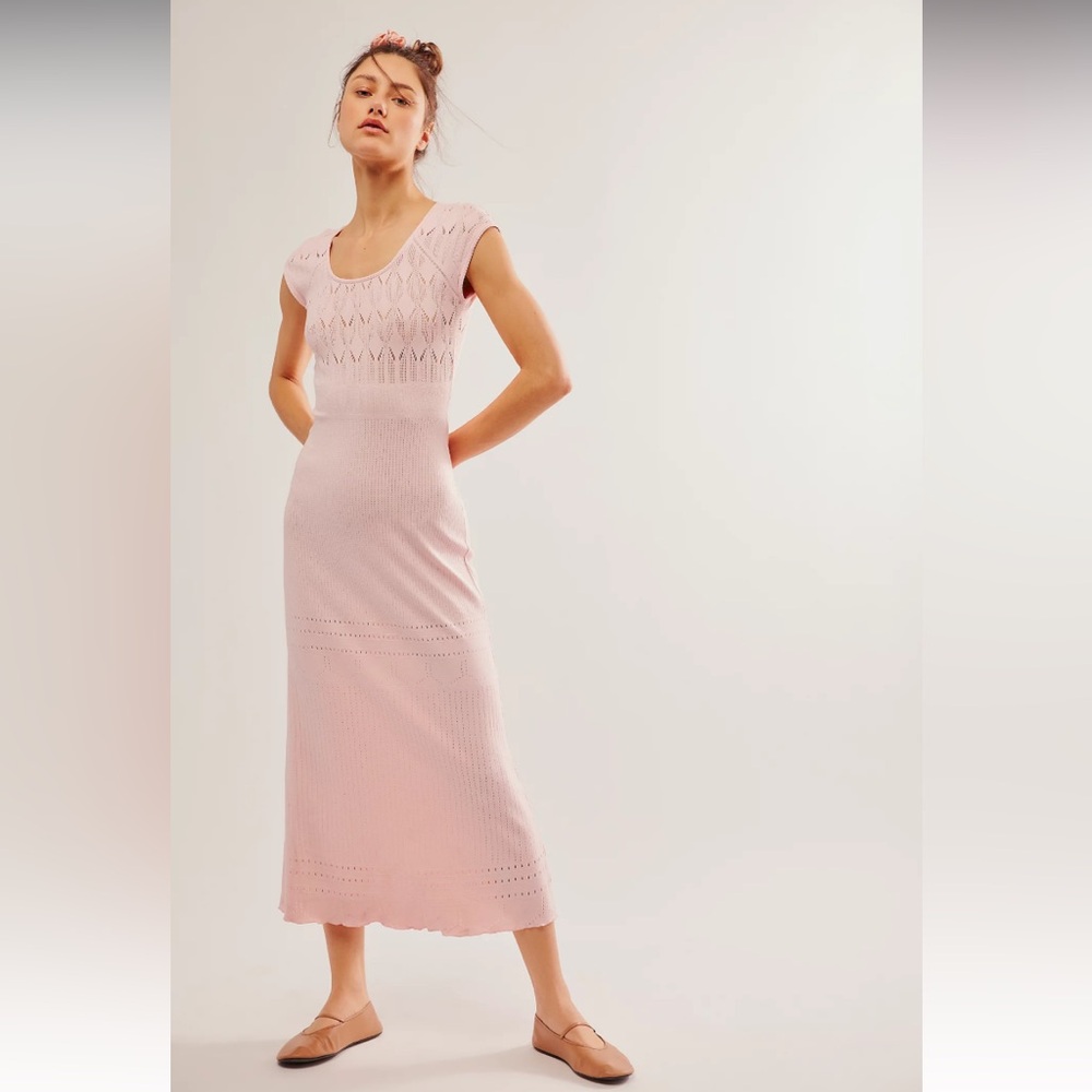 Free People Pink Crochet Dress